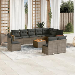 vidaXL 11 részes szürke polyrattan kerti ülőgarnitúra párnákkal (3226081) - balena