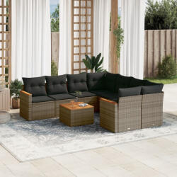 vidaXL 9 részes szürke polyrattan kerti ülőgarnitúra párnákkal (3258231) - balena