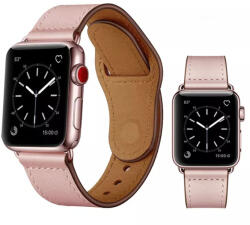 Alphajack Apple Watch 4/5/6/7/8/SE (38/40/41mm) PU bőr óraszíj rózsaszín Alphajack
