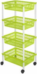 HEIDRUN Polc kerekeken 40 × 30 × 89 cm kosár zöld, 4 szintes, műanyag (HDR1564)