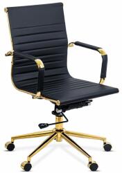  Scaun de birou cu roți, brațe și cadru auriu, modern și pivotant OFF 802A negru