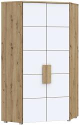 Kring Espoo Sarokszekrény, 97, 3x197x97, 3 cm, 2 ajtó, 2 akasztó rúd, fehér szín / sonoma