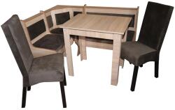 Nefmob design Nefmob Amico konyha sarokbútor 152X112X82cm, kihúzható asztallal 80/120X60X78 és 2 székkel