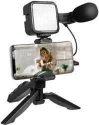 LogiLink Vlogger Kit LED fénnyel, mikrofonnal + állvánnyal 4, 7-7"-os okostelefonokhoz (AA0157) (AA0157) (AA0157)