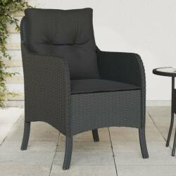 vidaXL 2 db fekete polyrattan kerti szék párnával (365145) - pepita