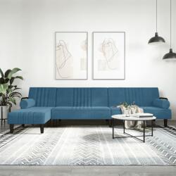 vidaXL kék L-alakú bársony kanapéágy 260x140x70 cm (3157241) - vidaxl