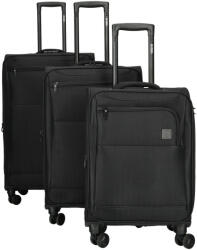 Enrico Benetti Oakville fekete 4 kerekű 3 részes bőrönd szett (Oakville-szett-fekete)