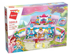 Qman ® 32013 készségfejlesztő építőjáték lányoknak 301 db építőkocka - Leah hercegnő titkos kertté alakuló építőjáték doboza