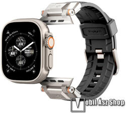 Spigen DURAPRO ARMOR okosóra sport szíj - FEKETE - szilikon, állítható, fém csat - Apple Watch Series 1/2/3 42mm / 4/5/6/SE 44mm / 7/8 45mm / Ultra 49mm - AMP06065 (AMP06065)