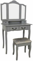 KONDELA Öltözőasztal székkel Regina New - szürke/ezüst