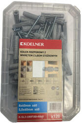 KOELNER K-SL3-UNIFIX8+5060 …. UNIPLUG nylon dübel 8x40mm+ süllyf. csav. 5x60mm (120db/csom) (64505) - thermo24