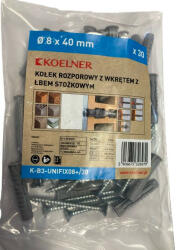 KOELNER K-B3-UNIFIX08+/30 …. UNIPLUG nylon dübel 8x40mm+ süllyf. csav. 5x60mm (64478)