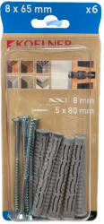 KOELNER B-UNIFIX-08L+ . . . . UNIPLUG nylon dübel 8x65mm+ süllyf. csav. 5x80mm (6db/csom, 12csom/dob) (64454)