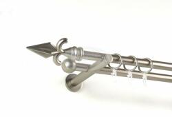  Szolnok nikkel-matt színű 2 rudas fém függönykarnis szett modern tartókkal - 320 cm