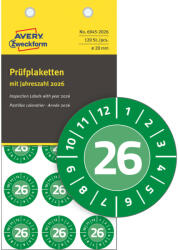  Avery Zweckform No. 6945-2026 zöld színű, 20 mm átmérőjű, öntapadós biztonsági hitelesítő címke, 2026-os évszámmal, 12 hónapos beosztással - kiszerelés: 120 címke / csomag