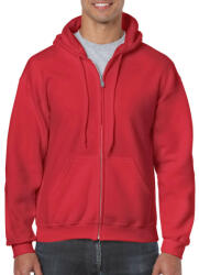Gildan Cipzáras kenguru zsebes kapucnis pulóver, Gildan GI18600, Red-4XL (gi18600re-4xl)