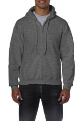Gildan Cipzáras kenguru zsebes kapucnis pulóver, Gildan GI18600, Dark Heather-2XL (gi18600dh-2xl)