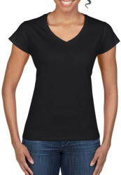 Gildan Softstyle V-nyakú testhez álló rövid ujjú női póló, Gildan GIL64V00, Black-2XL (giL64V00bl-2xl)