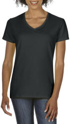 Gildan Rövid ujjú V-nyakú női póló, Gildan GIL4100V, Black-M (giL4100Vbl-m)