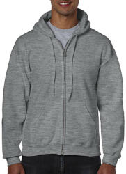 Gildan Cipzáras kenguru zsebes kapucnis pulóver, Gildan GI18600, Graphite Heather-2XL (gi18600gph-2xl)