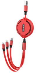 Dudao USB kábel Dudao L8H 3in1 USB-C / Lightning / Micro 2.4A, 1.1m (piros)
