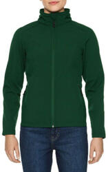 Gildan Karcsúsított softshell cipzáros női dzseki, Gildan GILSS800, Forest Green-2XL (gilss800fo-2xl)
