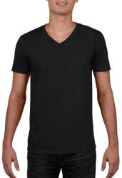 Gildan V-nyakú rövid ujjú pamut póló, Gildan GI64V00, Black-2XL (gi64V00bl-2xl)
