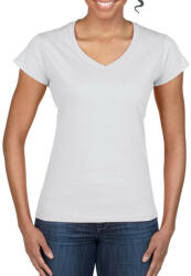 Gildan Softstyle V-nyakú testhez álló rövid ujjú női póló, Gildan GIL64V00, White-2XL (giL64V00wh-2xl)