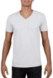 Gildan V-nyakú rövid ujjú pamut póló, Gildan GI64V00, White-XL (gi64V00wh-xl)