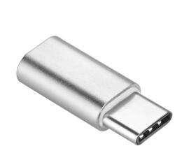 Adapter töltő Micro USB / MicroUSB Type-c ezüst