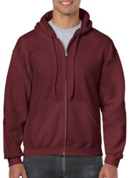 Gildan Cipzáras kenguru zsebes kapucnis pulóver, Gildan GI18600, Maroon-2XL (gi18600ma-2xl)