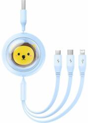 Baseus visszahúzható kábel USB Micro/Lightning/C 3w1 Leo 1, 1m kék CB000063