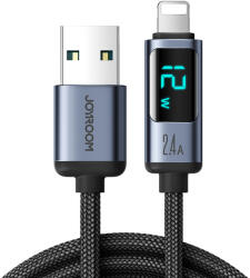 JOYROOM Lightning kábel - USB A 2.4A 1.2m LED kijelzővel Joyroom S-AL012A16 - fekete