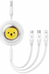 Baseus visszahúzható kábel USB Micro/Lightning/C 3w1 Leo 1, 1m fehér CB000063