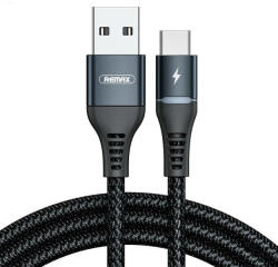 REMAX Kábel USB-C Remax színes fény, 1m, 2.4A (fekete)