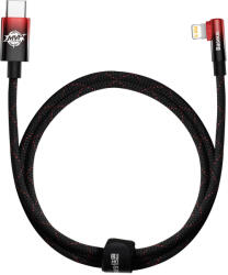 Baseus MVP 2 hajlított gyors töltő adatkábel Type-C iP 20W 1m fekete+vörös