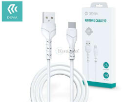 DEVIA USB - USB Type-C adat- és töltőkábel 1 m-es vezetékkel - Devia Kintone Cable V2 Series for Type-C - 5V/2.1A - fehér - bluedigital