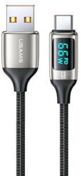 USAMS kábel fonott U78 USB-C 1.2m LED 6A gyorstöltés fehér SJ544USB02 (US-SJ544)