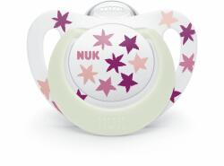 Nuk Залъгалка NUK - Star Night, силикон 6-18 месеца, розови звезди + кутийка (10736752-Розови звезди)