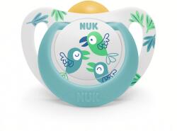 Nuk Каучукова залъгалка NUK - Star, 6-18 месеца, синя с птички + кутийка (10734076-Синя с птички)