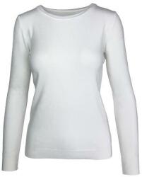 Univers Fashion Pulover tricotat fin cu decolteu rotund, alb, S-M