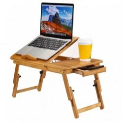 Procart Masuta Laptop 14inch Procart Pliabila Suport Pahar Sertar Lemn De Bambus 50x30 Cm (W08G306)