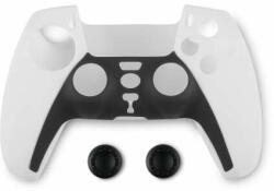 Spartan Gear DualSense (PS5) Controler de silicon pentru mâner și mânere pentru degetul mare - alb/negru (072238)