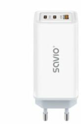 SAVIO LA-07 hálózati gyorstöltő USB-A+C 65W fehér