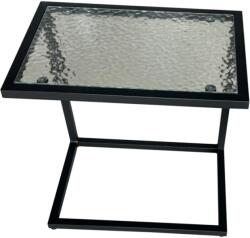  Kerti asztalka, fekete acél/edzett üveg, SELKO - mindigbutor