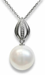 Ragyogj. hu Swarovski kristályos gyöngy ezüst nyaklánc fehér gyönggyel (glam777)