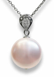 Ragyogj. hu One pearl - Swarovski gyöngyös ezüst nyaklánc - Coin Pearl rózsaszín (glam781)
