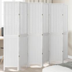 vidaXL Разделител за стая, 6 панела, бял, дърво пауловния масив (358730)