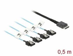 Delock Kábel OCuLink SFF-8611 > 4 x 7 tűs SATA 0, 5 m fém (85468) - dellaprint