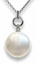 Ragyogj. hu One pearl - Swarovski gyöngyös ezüst nyaklánc - Coin Pearl fehér (glam783)